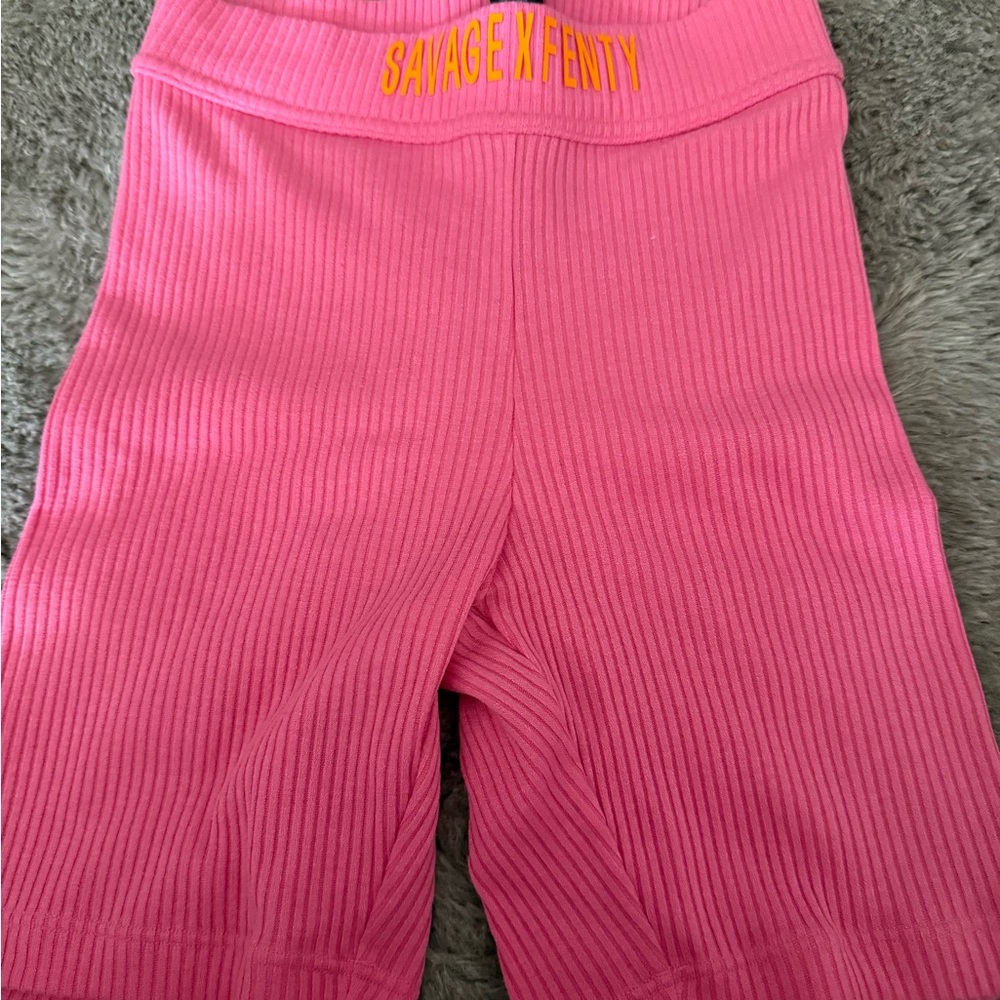 Savage X Fenty Ribbed Pink Bike Shorts